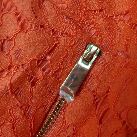 NWT Vince Camuto Lace Coral Pink Orange Sheath Dress Women's Size 10 3/4 Sleeves - Picture 8 of 16